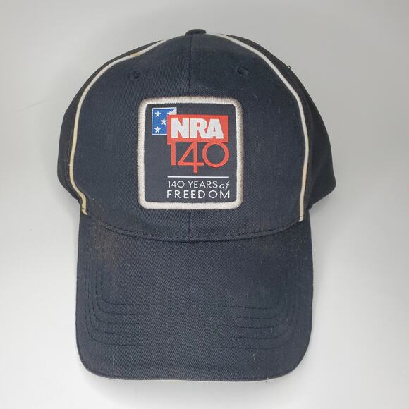 NRA 140 Years of Freedom Embroidered Patch Black Strapback Adjustable Hat Cap - Picture 1 of 5